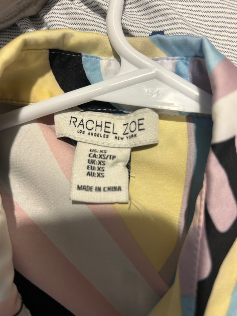 Rachel Zoe Pastel Stripe Silk Blouse in Pink, Yellow, Blue, Cream